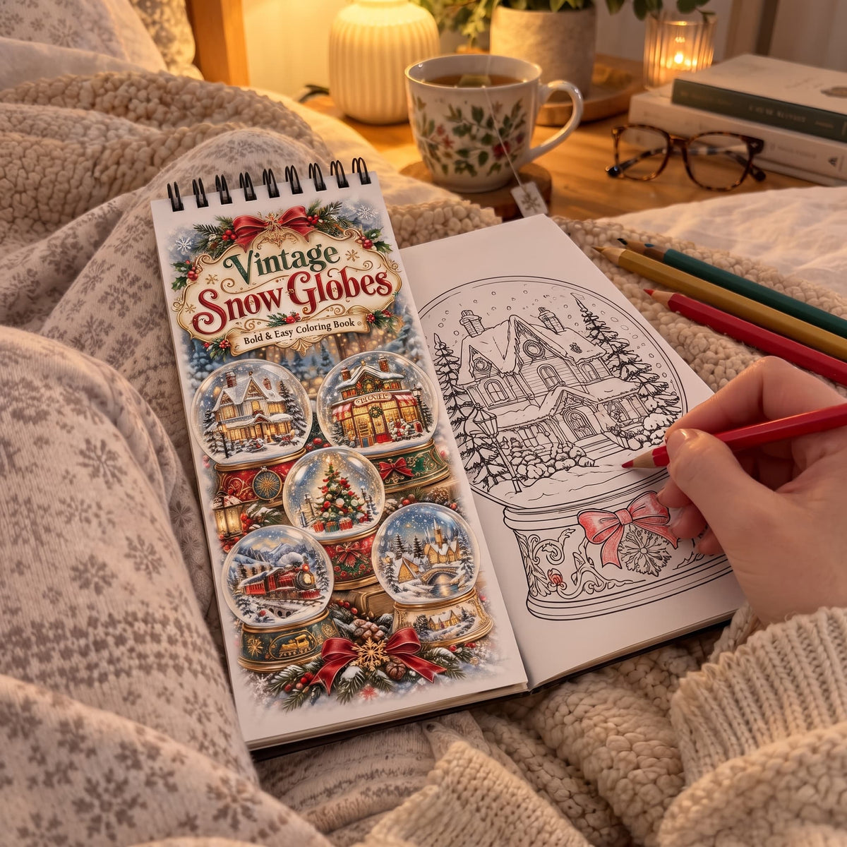 Vintage Snow Globes – Vintage Kar Küreleri 10x20 cm Cep Boy Boyama Kitabı