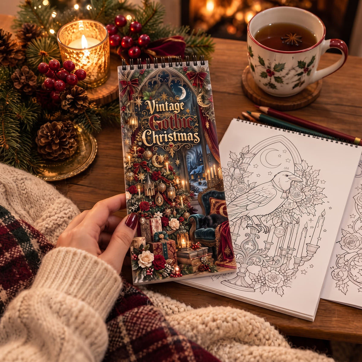 Vintage Gothic Christmas 10x20 cm Cep / Çanta Boy Boyama Kitabı