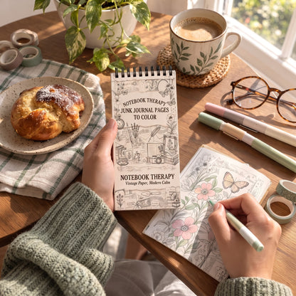 Notebook Therapy Junk Journal 10x20 cm Cep Boy Boyama Kitabı