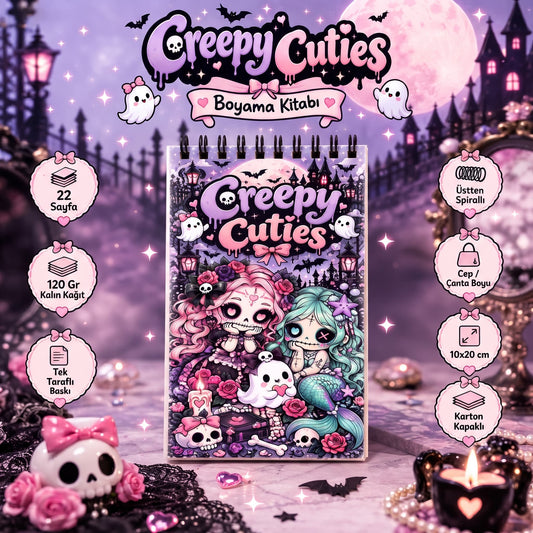 Creepy Cuties Korkunç Sevimli 10x20 cm Cep / Çanta Boy Boyama Kitabı