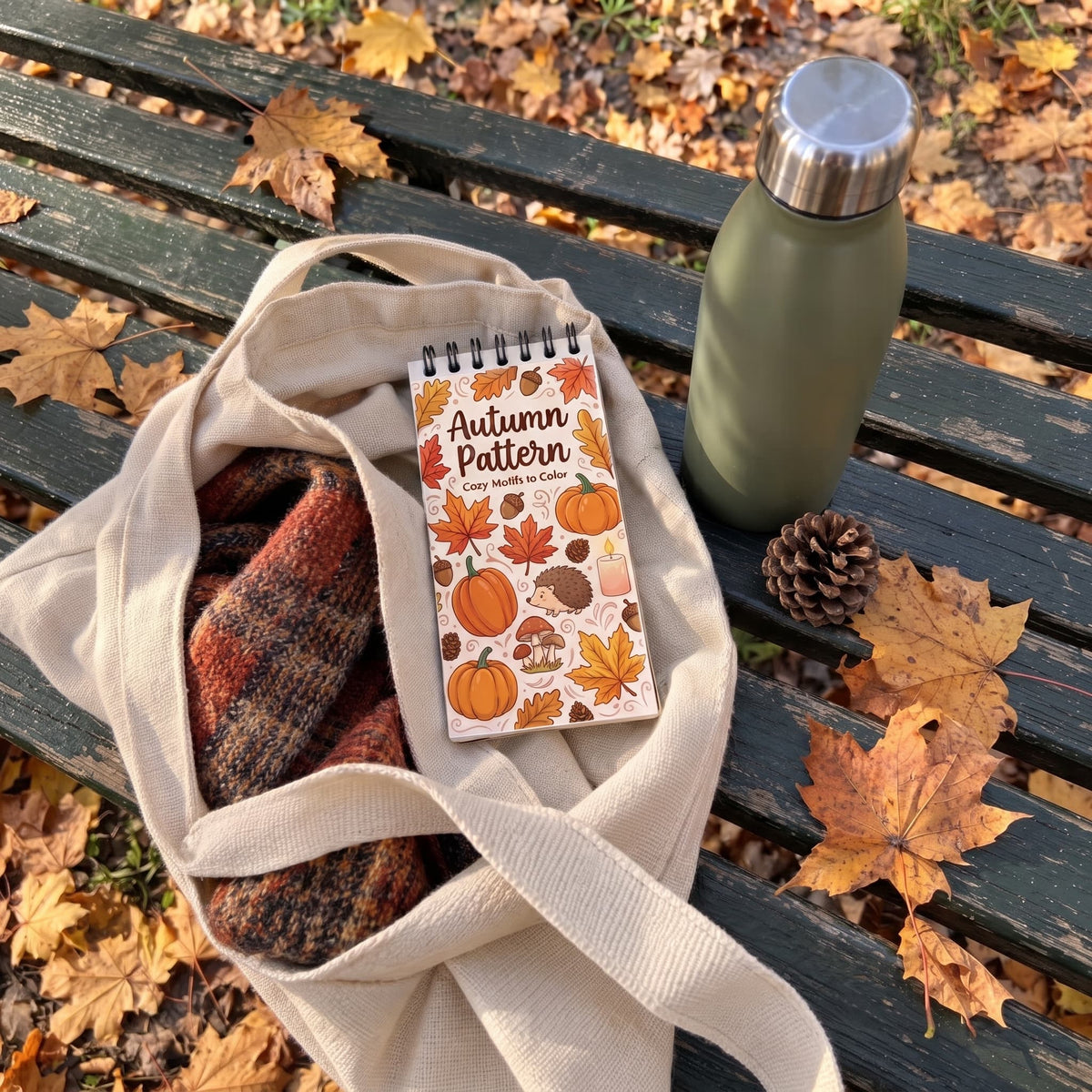 Autumn Pattern Cozy Motifs 10x20 cm Cep Boy Boyama Kitabı