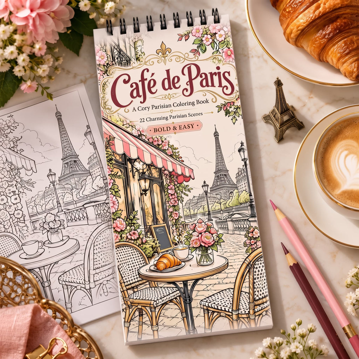 Café de Paris – Paris Kafeleri Temalı Bold & Easy Boyama Kitabı | 10x20 cm