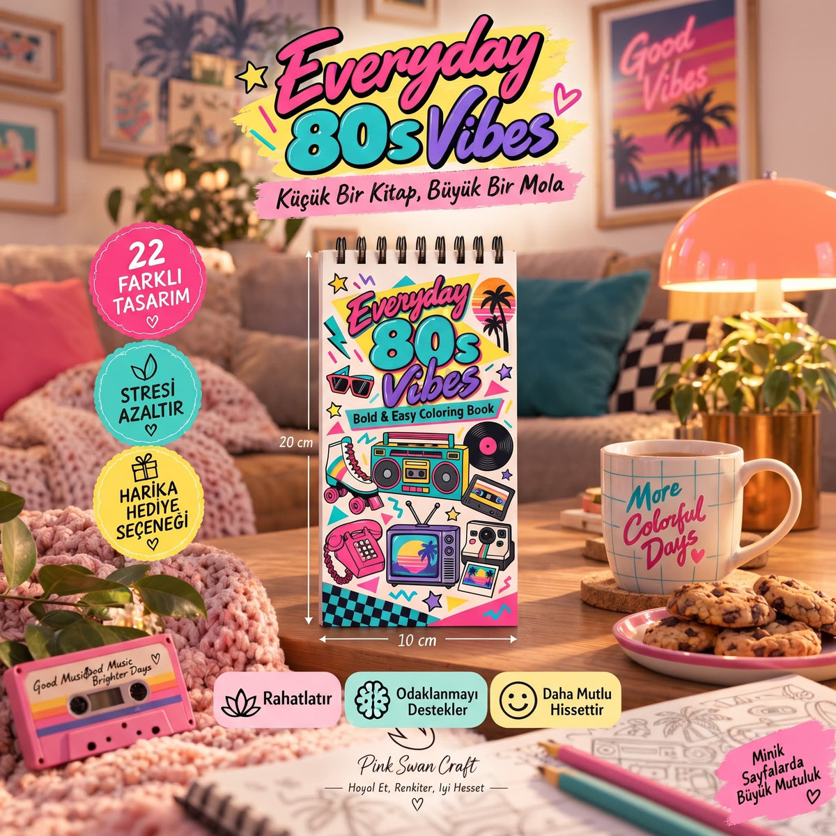 Retro 80s – Vol. 1: Everyday Life Boyama Kitabı 10x20 cm Cep / Çanta Boy