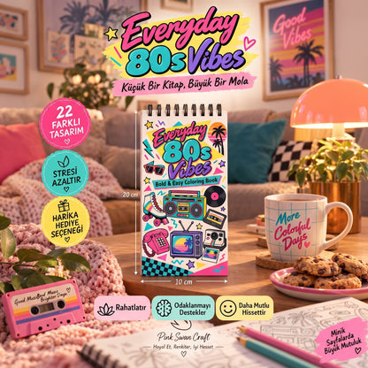 Retro 80s – Vol. 1: Everyday Life Boyama Kitabı 10x20 cm Cep / Çanta Boy