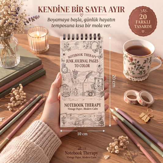 Notebook Therapy Junk Journal 10x20 cm Cep Boy Boyama Kitabı