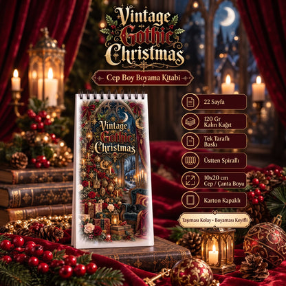 Vintage Gothic Christmas 10x20 cm Cep / Çanta Boy Boyama Kitabı