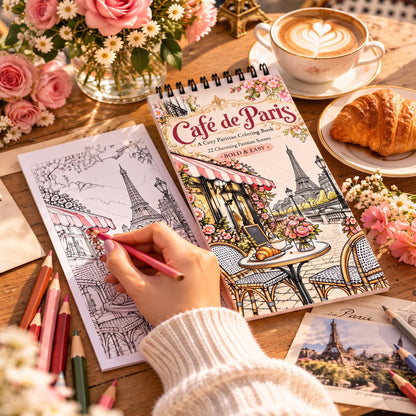Café de Paris – Paris Kafeleri Temalı Bold & Easy Boyama Kitabı | 10x20 cm