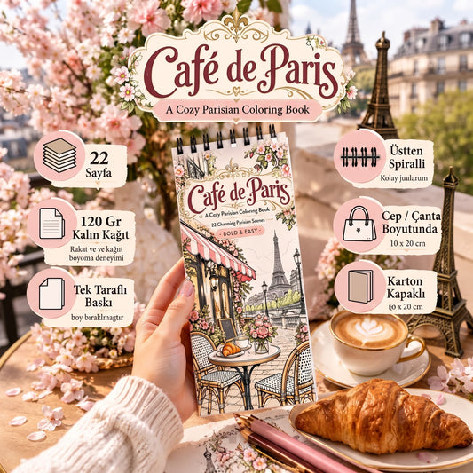 Café de Paris – Paris Kafeleri Temalı Bold & Easy Boyama Kitabı | 10x20 cm