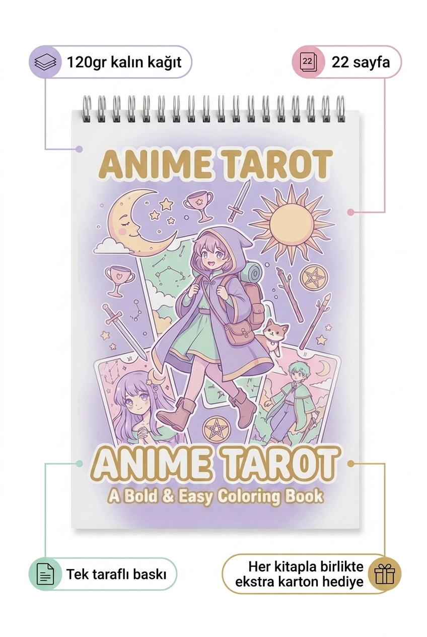 Anime Tarot: Bold & Easy Boyama Kitabı - 10x20 cm
