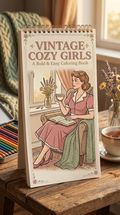 Nostalgic Vintage Cozy Girls Boyama Kitabı - Çanta / Cep Boy - 10x20 cm