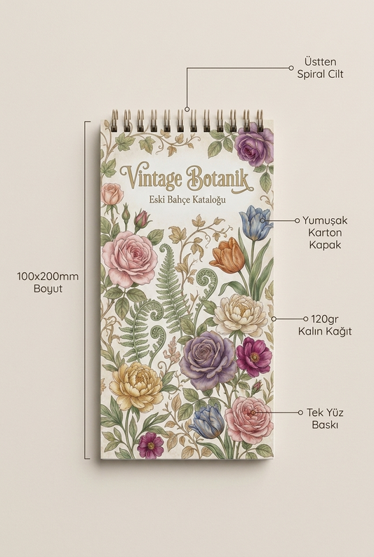 Vintage Botanik: Eski Bahçe Kataloğu Boyama Kitabı - 10x20 cm