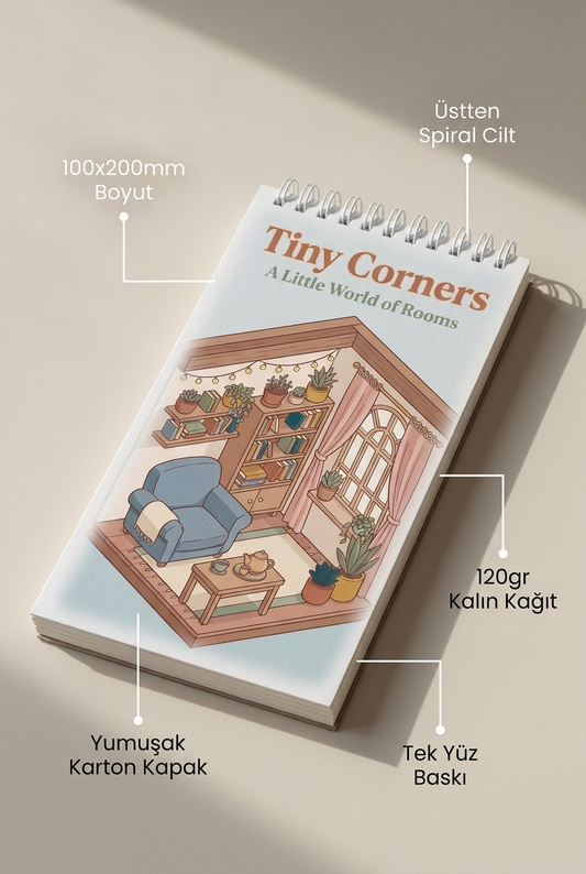 Tiny Corners: A Little World of Rooms Boyama Kitabı - Çanta / Cep Boy - 10x20 cm