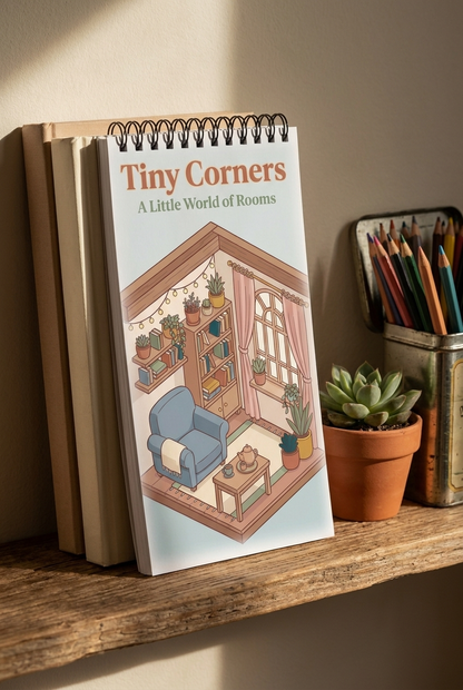 Tiny Corners: A Little World of Rooms Boyama Kitabı - Çanta / Cep Boy - 10x20 cm