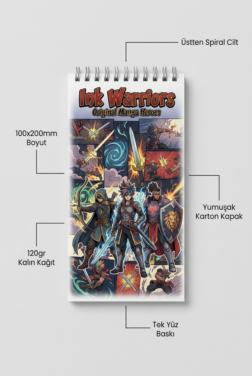 Ink Warriors: Original Manga Heroes Boyama Kitabı - Çanta / Cep Boy - 10x20 cm