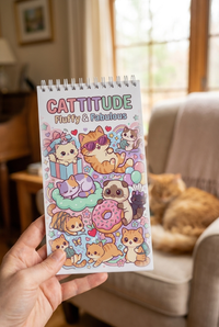 Cattitude: Fluffy & Fabulous Boyama Kitabı - Çanta / Cep Boy - 10x20 cm