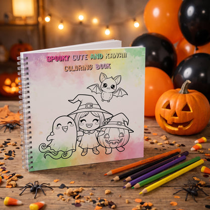 Halloween Spooky Cute And Kawaii Bold And Easy 20 x 20 Cm Büyük Boyama Kitabı