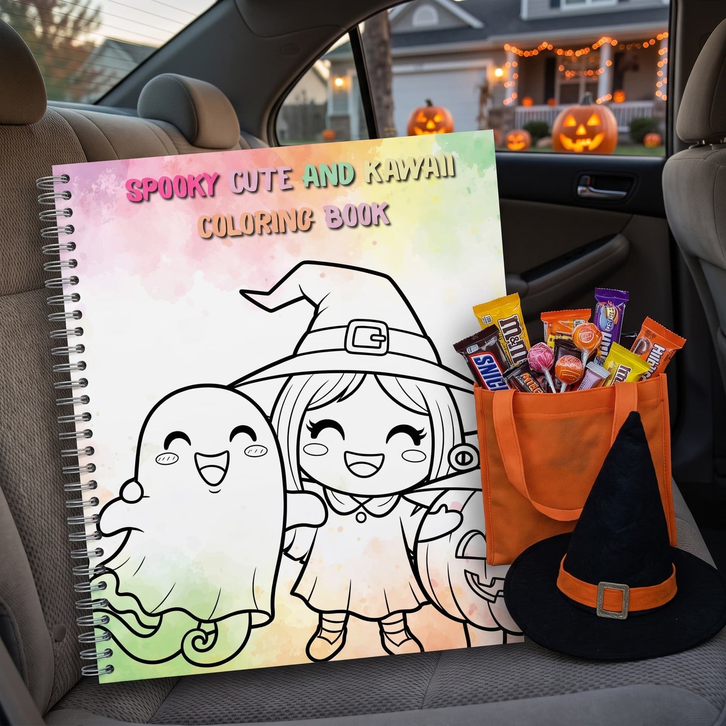 Halloween Spooky Cute And Kawaii Bold And Easy 20 x 20 Cm Büyük Boyama Kitabı