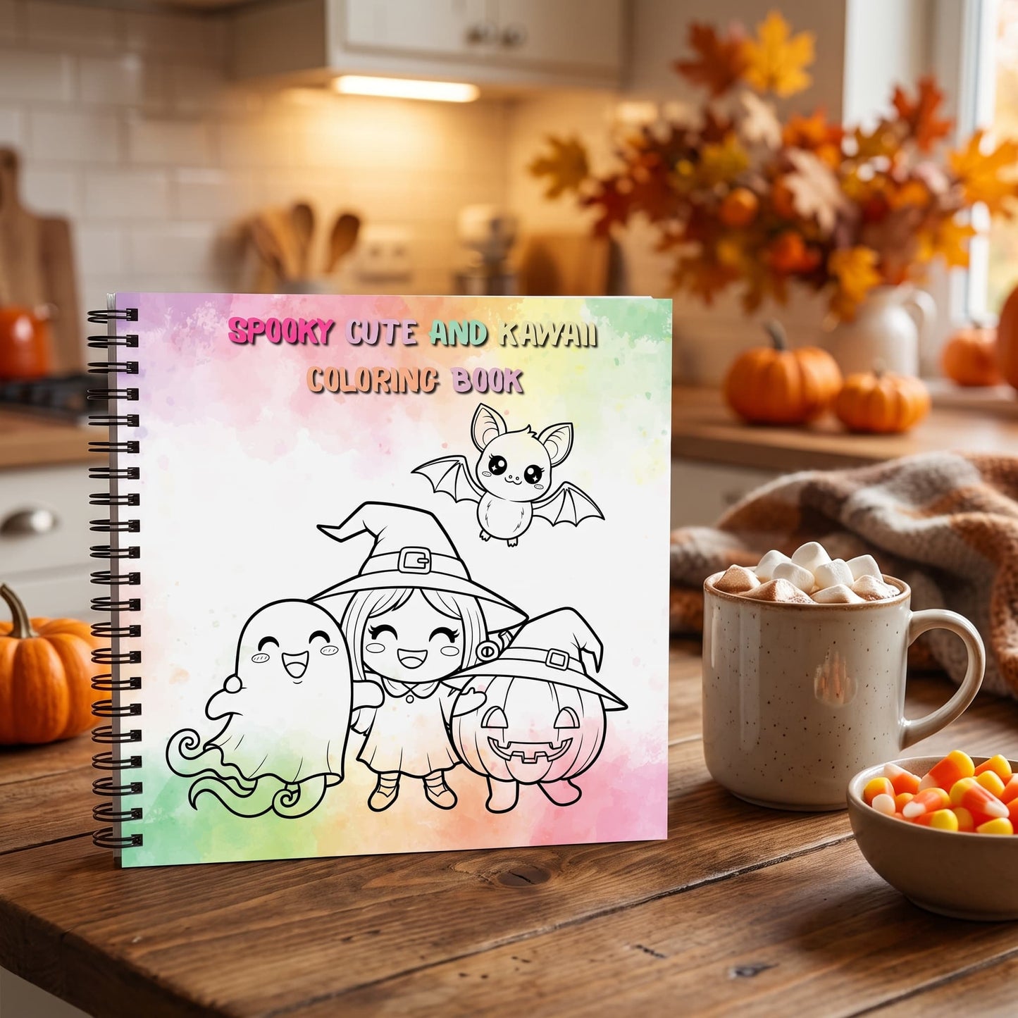 Halloween Spooky Cute And Kawaii Bold And Easy 20 x 20 Cm Büyük Boyama Kitabı