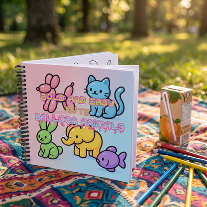 Cute Balloon Animals Bold And Easy 20x20 Cm Büyük Boyama Kitabı, Çocuklar Ve Yetişkinlere