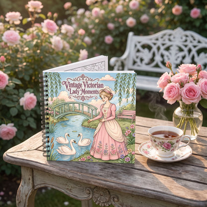 Vintage Victorian Lady Moments – 20x20 cm Büyük Boyama Kitabı, Çocuklar ve Yetişkinler İçin