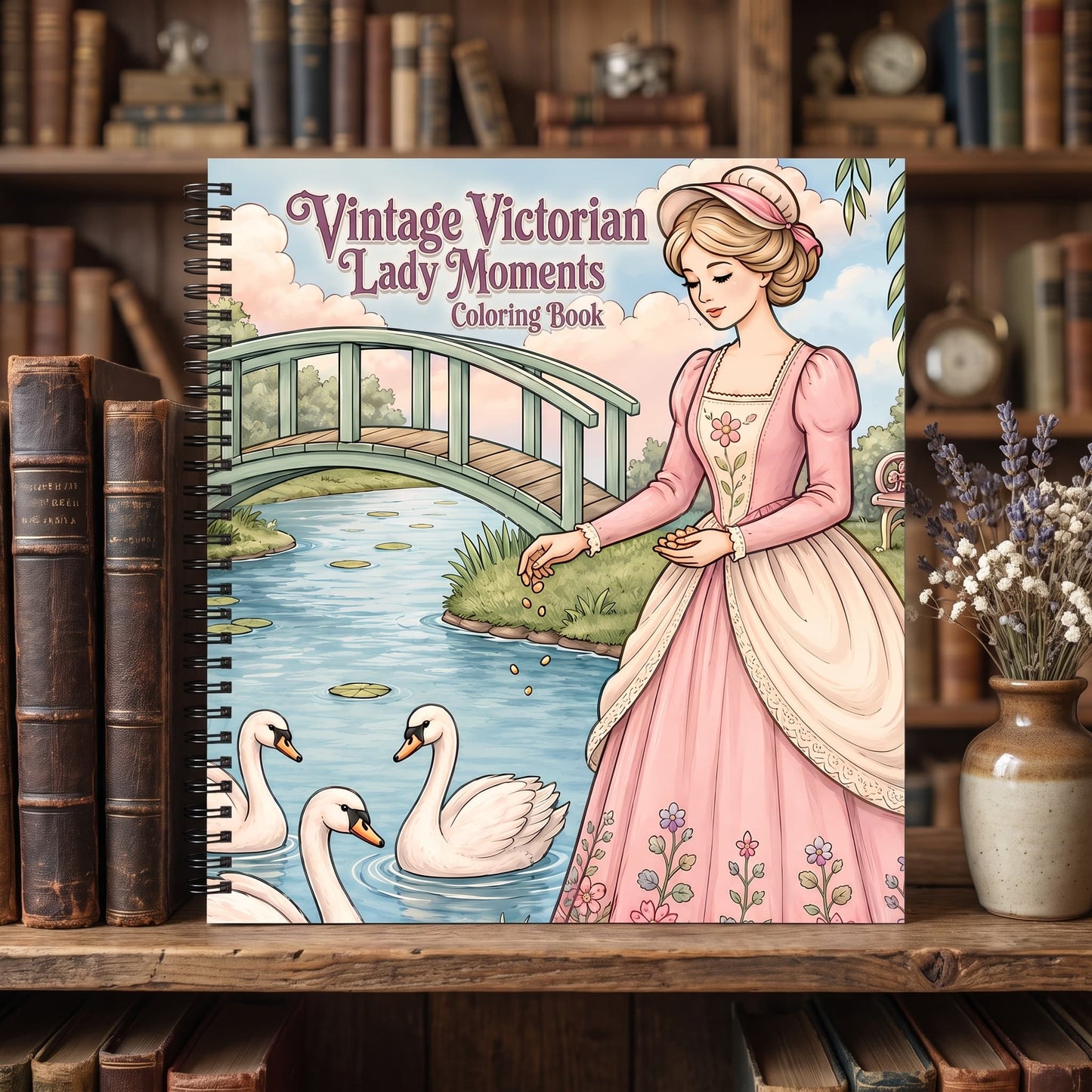 Vintage Victorian Lady Moments – 20x20 cm Büyük Boyama Kitabı, Çocuklar ve Yetişkinler İçin