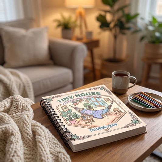 Little Tiny Isometric Rooms II – 20x20 cm Büyük Boyama Kitabı, Çocuklar ve Yetişkinler İçin