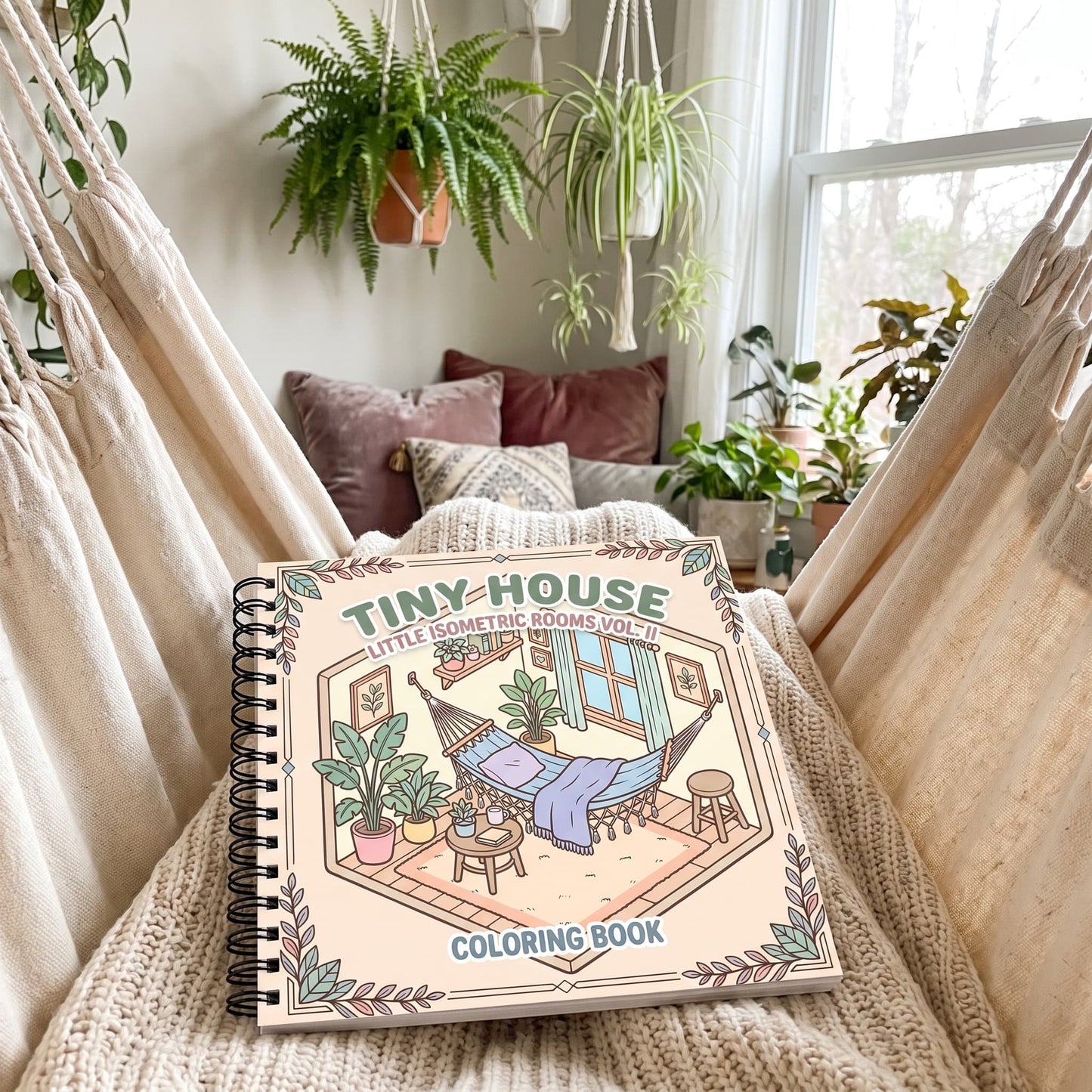 Little Tiny Isometric Rooms II – 20x20 cm Büyük Boyama Kitabı, Çocuklar ve Yetişkinler İçin
