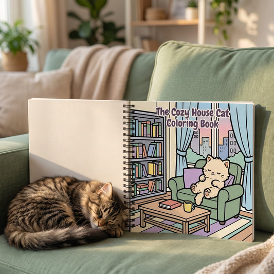 Cozy House Cats Ev Kedileri 20x20 Cm Büyük Boyama Kitabı, Çocuklar Yetişkinler