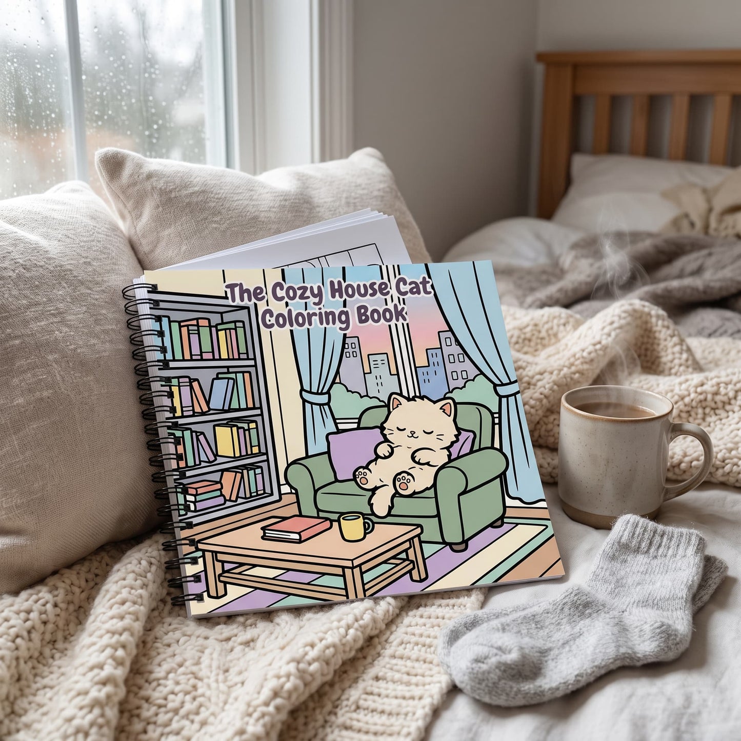 Cozy House Cats Ev Kedileri 20x20 Cm Büyük Boyama Kitabı, Çocuklar Yetişkinler