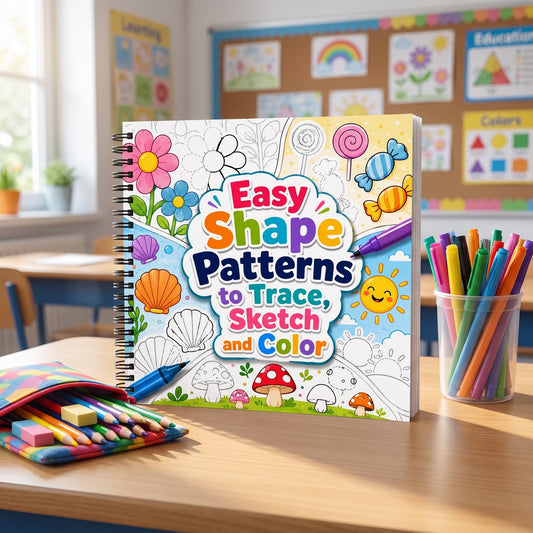 Easy Shape Patterns Trace Sketch Color Boyama Kitabı 20x20 cm 30 Görsel