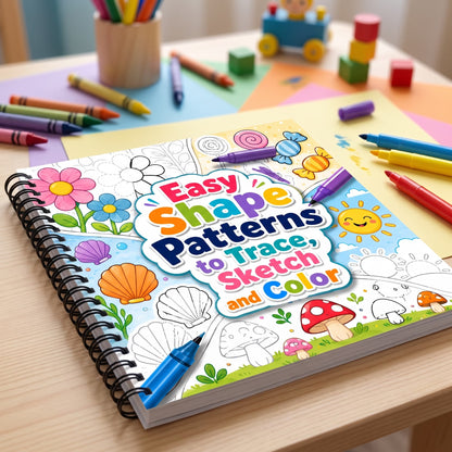 Easy Shape Patterns Trace Sketch Color Boyama Kitabı 20x20 cm 30 Görsel