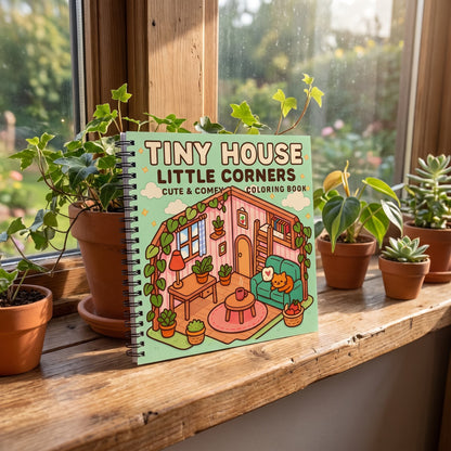 Tiny House Little İsometric Corners – 20x20 cm Büyük Boyama Kitabı, Çocuklar ve Yetişkinler