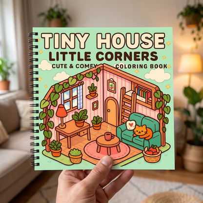 Tiny House Little İsometric Corners – 20x20 cm Büyük Boyama Kitabı, Çocuklar ve Yetişkinler