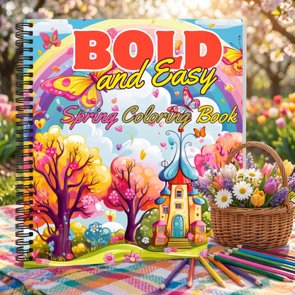Spring (ilkbahar) Bold And Easy 20 x 20 Cm Büyük Boyama Kitabı