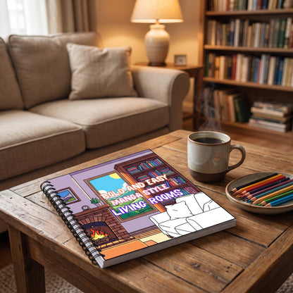 Bold And Easy Anime Style Living Rooms – 20x20 cm Büyük Boyama Kitabı, Çocuklar ve Yetişkinler İçin