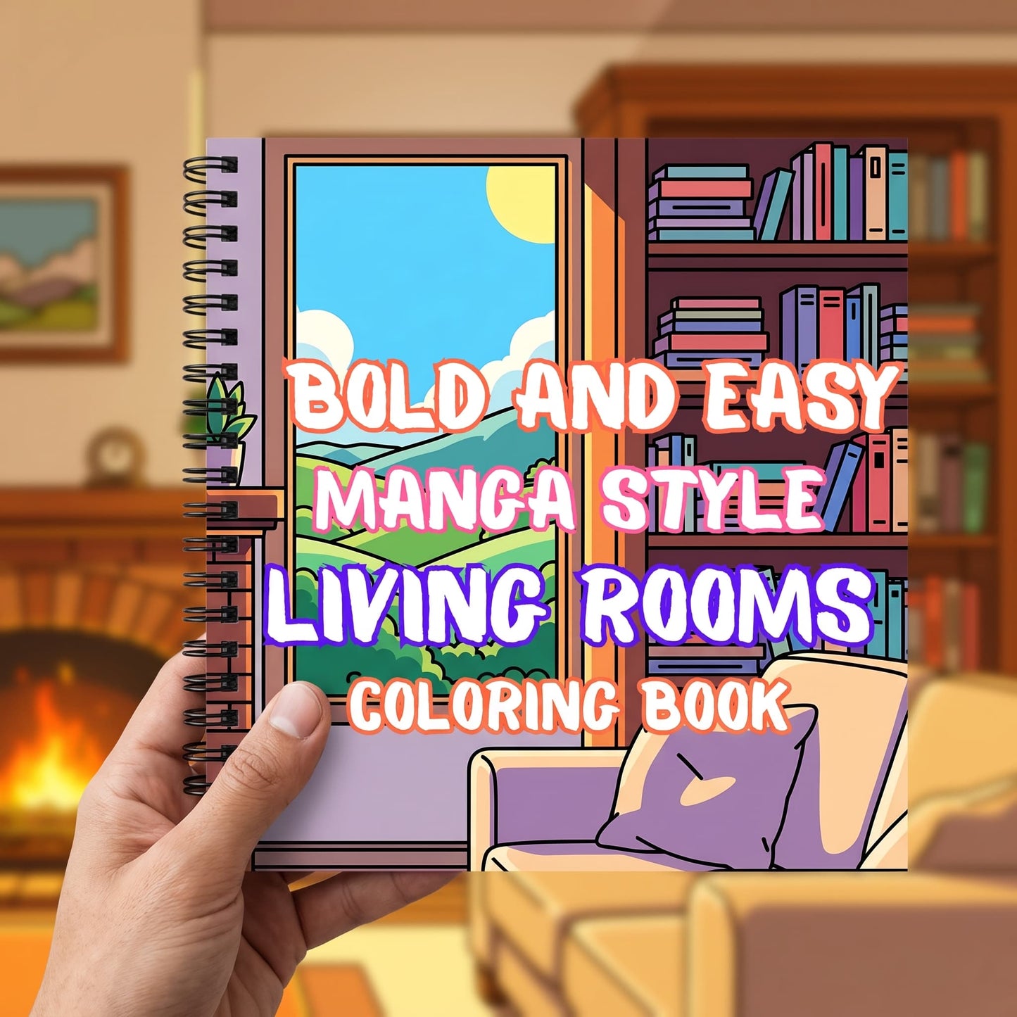 Bold And Easy Anime Style Living Rooms – 20x20 cm Büyük Boyama Kitabı, Çocuklar ve Yetişkinler İçin