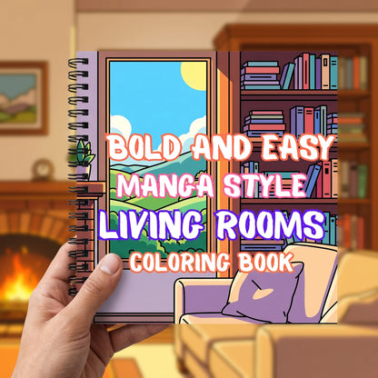Bold And Easy Anime Style Living Rooms – 20x20 cm Büyük Boyama Kitabı, Çocuklar ve Yetişkinler İçin