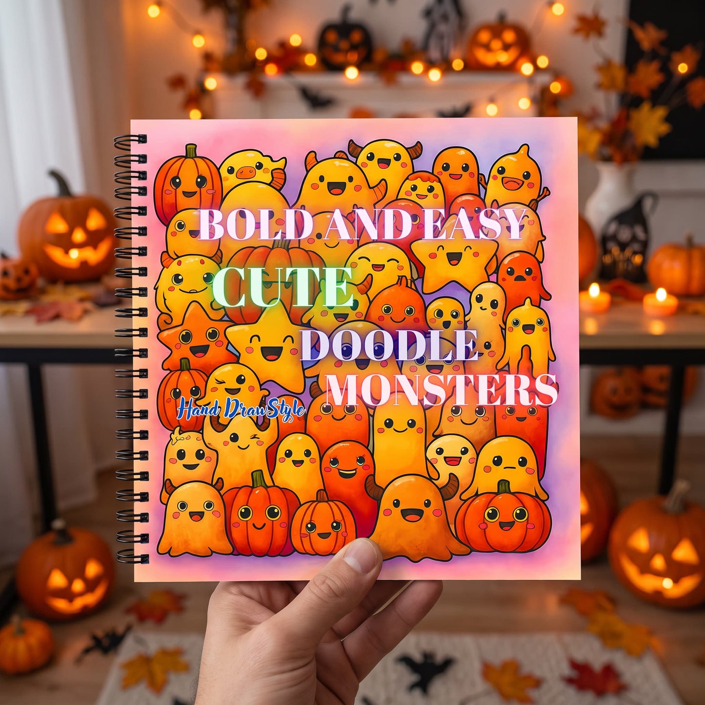 Cute Doodle Monsters Bold And Easy – 20x20 cm Büyük Boyama Kitabı, Çocuklar ve Yetişkinler İçin