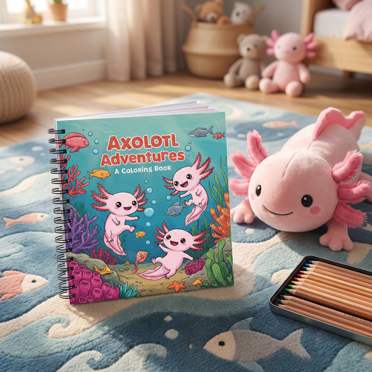Cozy Axolotls (Aksolotlar) Bold And Easy 20 x 20 Cm Büyük Boyama Kitabı