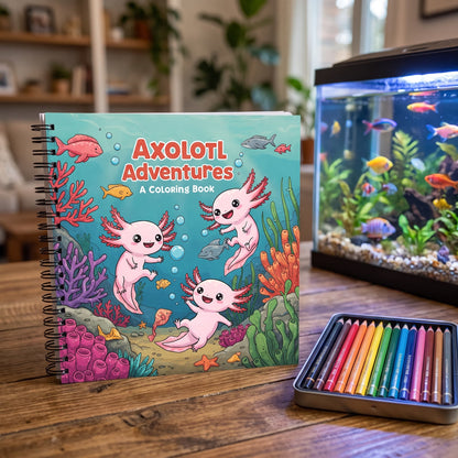 Cozy Axolotls (Aksolotlar) Bold And Easy 20 x 20 Cm Büyük Boyama Kitabı