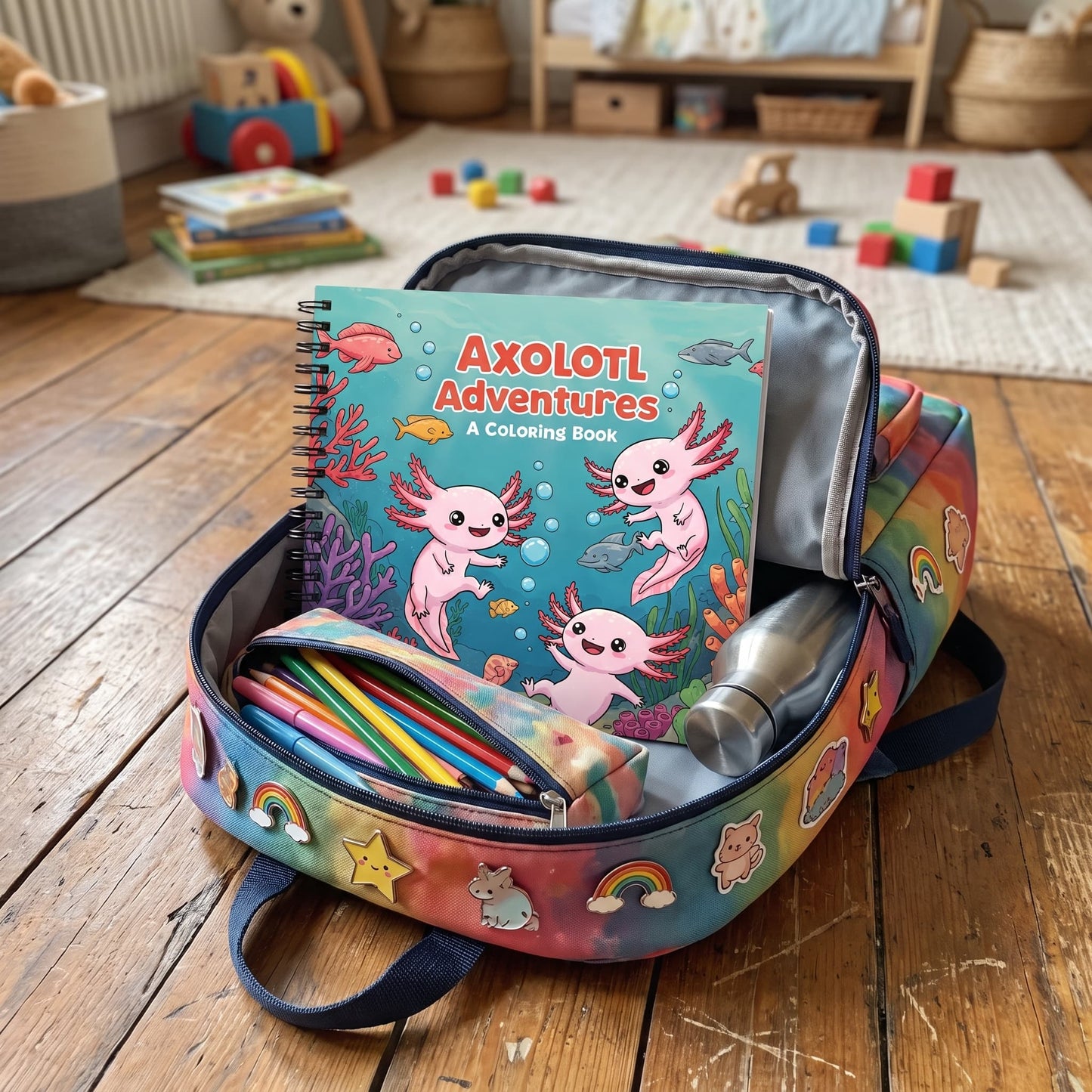 Cozy Axolotls (Aksolotlar) Bold And Easy 20 x 20 Cm Büyük Boyama Kitabı