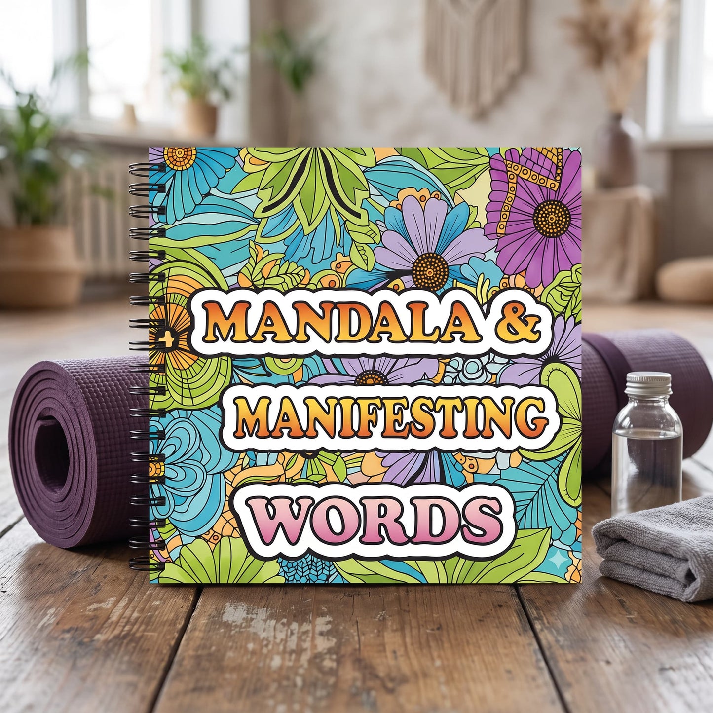 Mandala Manifest Words Bold And Easy – 20x20 cm Büyük Boyama Kitabı, Çocuklar ve Yetişkinler İçin