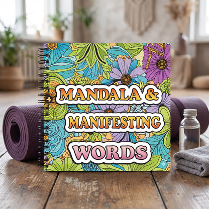 Mandala Manifest Words Bold And Easy – 20x20 cm Büyük Boyama Kitabı, Çocuklar ve Yetişkinler İçin