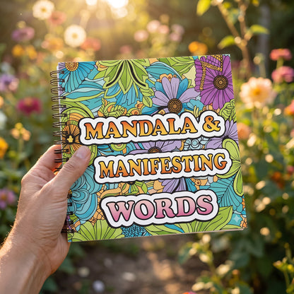 Mandala Manifest Words Bold And Easy – 20x20 cm Büyük Boyama Kitabı, Çocuklar ve Yetişkinler İçin