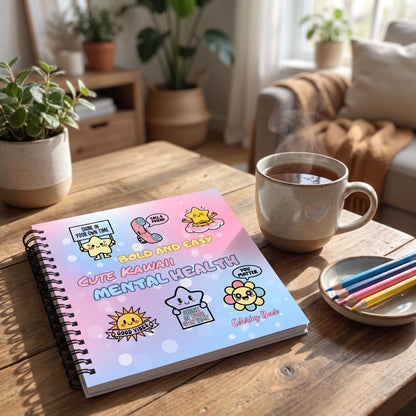 Cute Kawaii Mental Health Bold And Easy - 20x20 Büyük Boyama Kitabı, Çocuklar Ve Yetişkinler