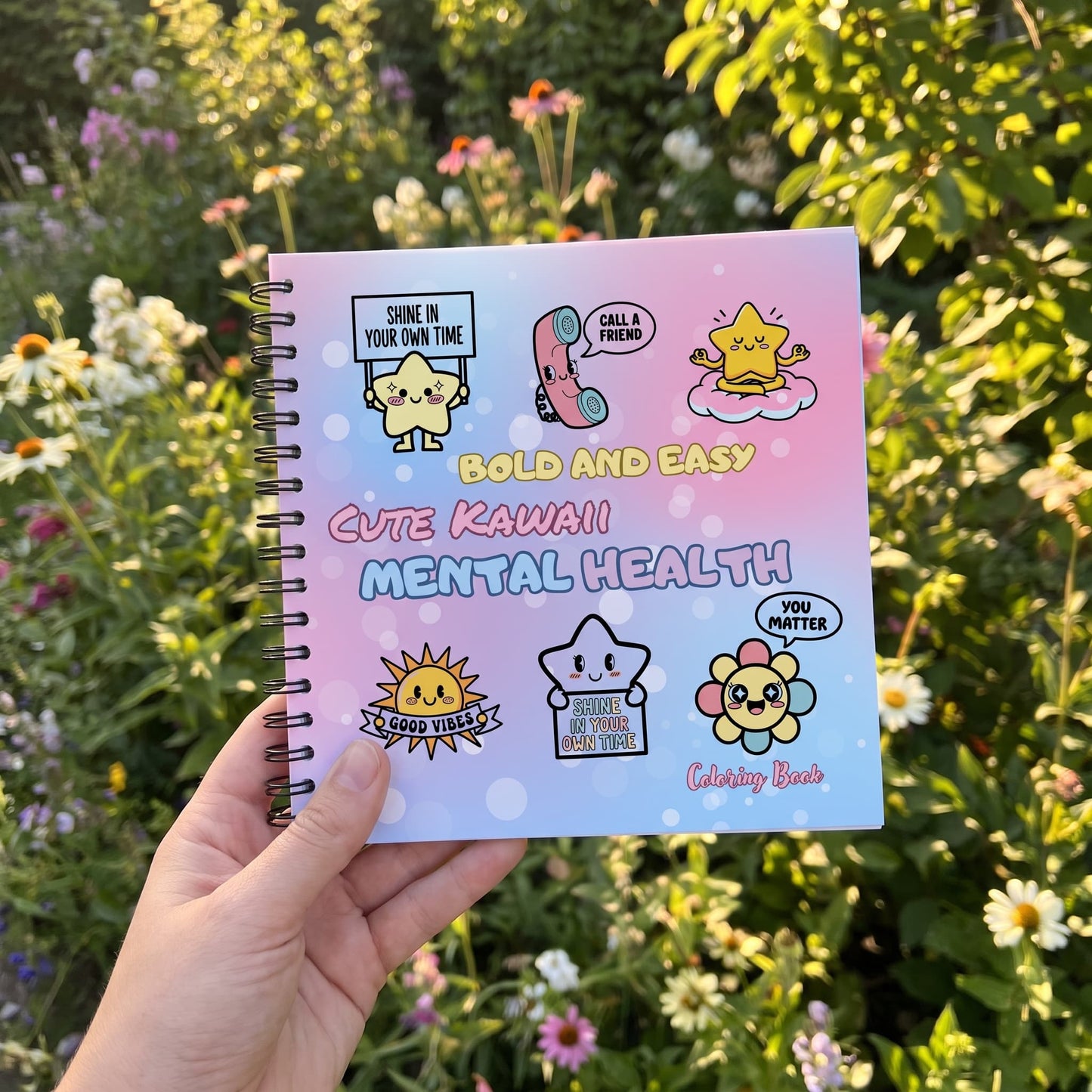 Cute Kawaii Mental Health Bold And Easy - 20x20 Büyük Boyama Kitabı, Çocuklar Ve Yetişkinler