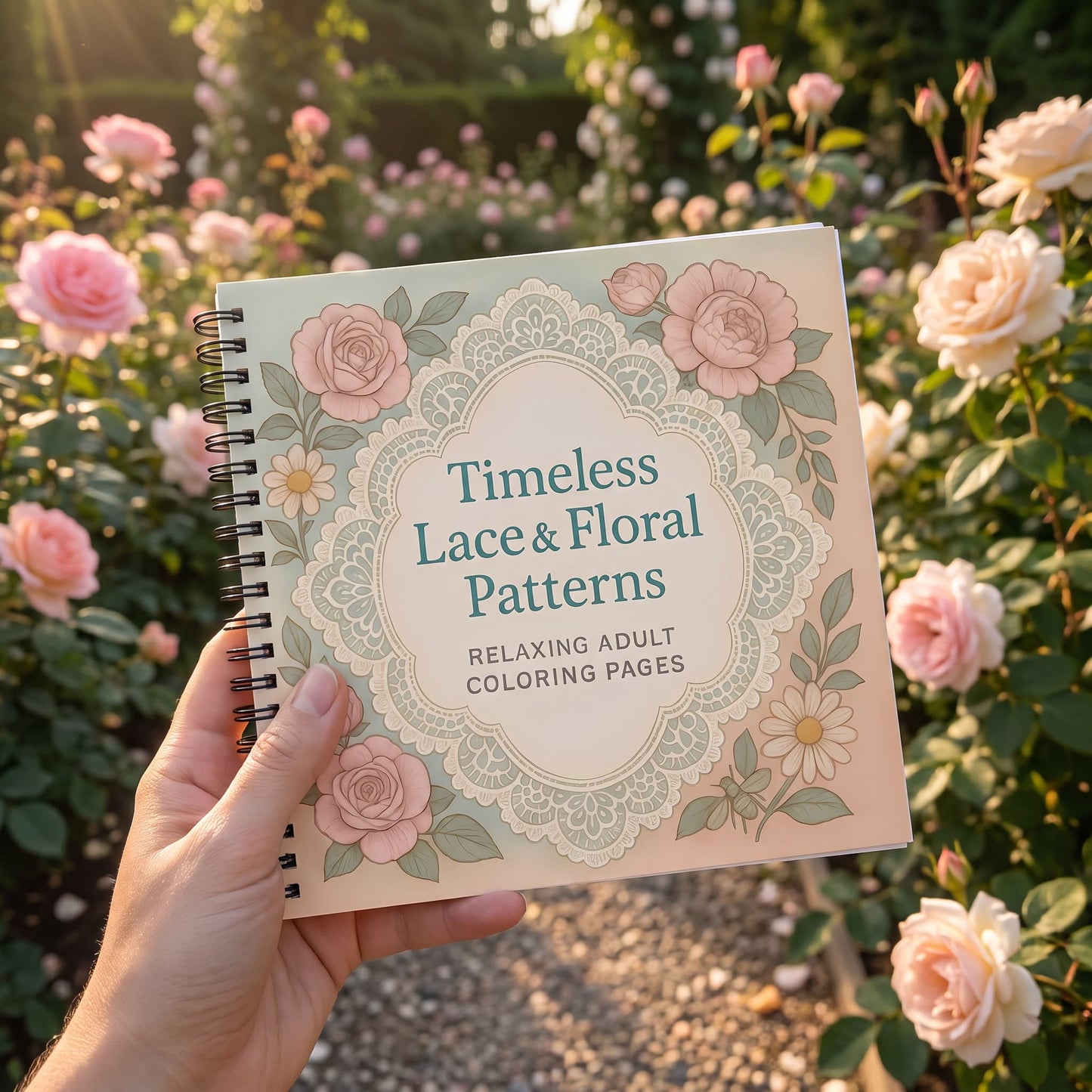 Timeless Lace & Floral Dekupaj Patterns – 20x20 cm Büyük Boyama Kitabı, Çocuklar ve Yetişkinler İçin