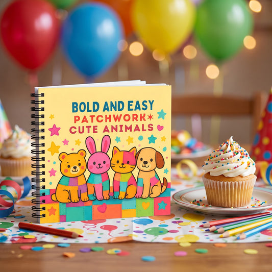 Patchwork Cute Animals Bold And Easy 20x20 Cm Büyük Boyama Kitabı, Çocuklar Ve Yetişkinlere