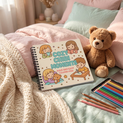 Cozy Anime Chibi Moments Bold And Easy 20x20 Cm Büyük Boyama Kitabı, Çocuklar Ve Yetişkinlere