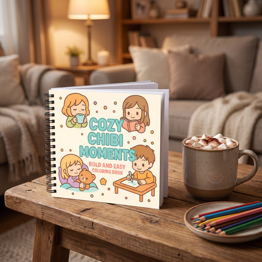 Cozy Anime Chibi Moments Bold And Easy 20x20 Cm Büyük Boyama Kitabı, Çocuklar Ve Yetişkinlere